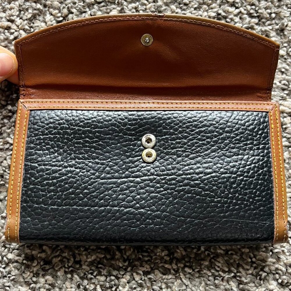 Vntage Dooney Bourke Black Pebbled Genuine Leather Trifold Wallet Classic Unisex - Picture 4 of 8